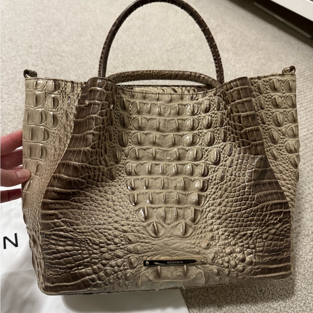Brahmin Small Mallory Tote in Toffee Alden Road Width- Perfect Condition